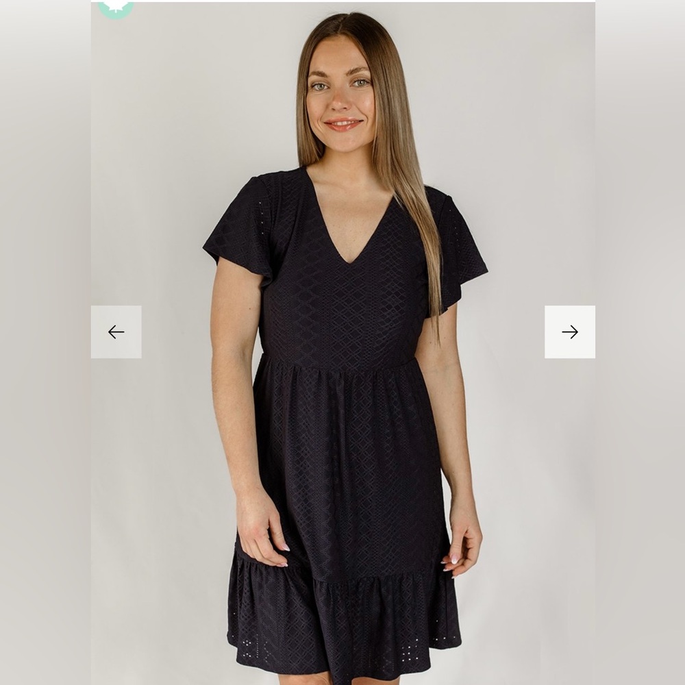 Navy blue Eyelet summer dress (small)